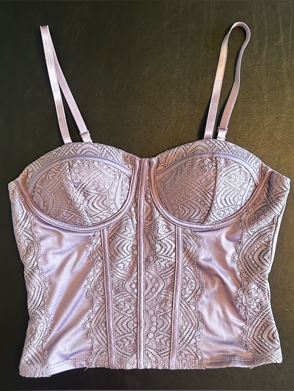 No Boundaries Lilac Lace Bustier Crop Top